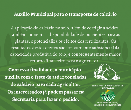 AUXÍLIO MUNICIPAL COM O TRANSPORTE DE CALCÁRIO